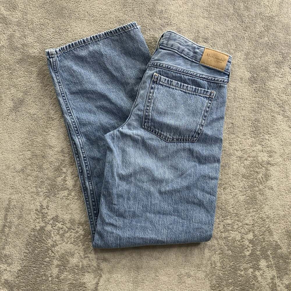 Abercrombie Kids Low Rise Baggy Jeans Girls 13/14 Blue Wide Leg Denim Casual